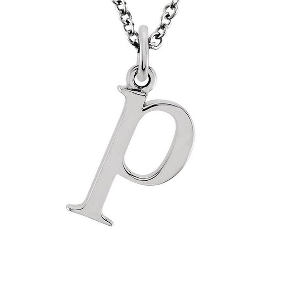 The Abbey Lower Case Initial 'p' Necklace in 14k White Gold, 16 Inch - Picture 1 of 3